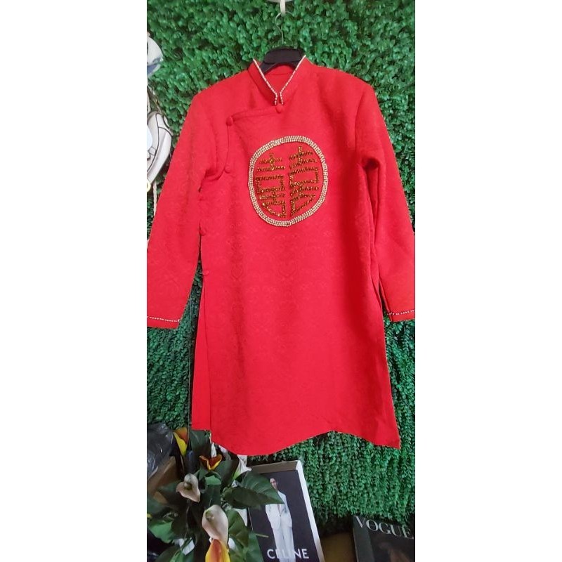 áo dài nam gấm đỏ size M mới