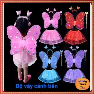 Bộ hóa trang cánh tiên cánh bướm kèm váy và bờm tóc có đèn phát sáng cho bé chơi Trung Thu