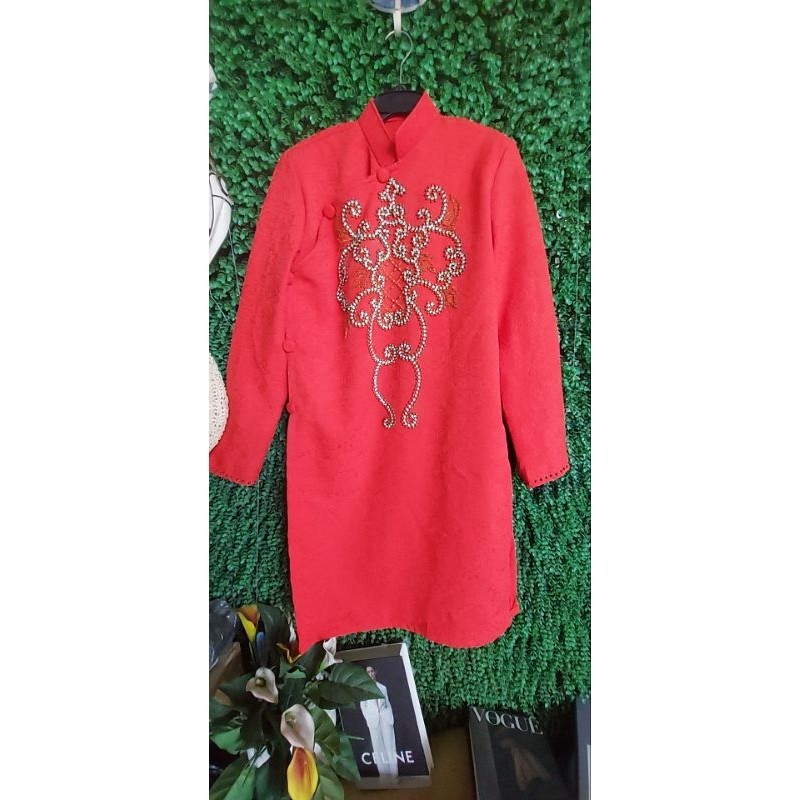 áo dài nam gấm đỏ size M