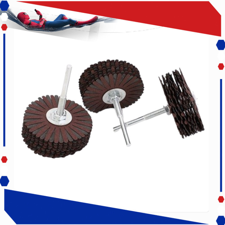 Chổi vải nhám chổi giấy ráp cán 6mm gồm 14 lớp nhám sử dụng làm nguội đánh bóng quật lót PU số 60-80-120-150-180-240-320