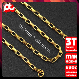 Dây chuyền titan nam cao cấp rẻ inox kiểu hình vuông trangsucpt 3mm PTDCNA169