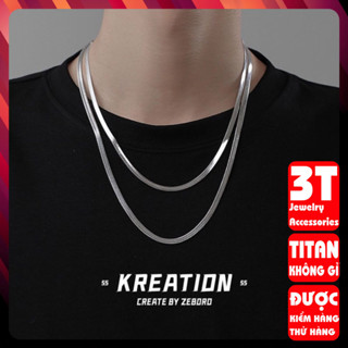 Dây chuyền nam nữ titan cao cấp dây mì dẹp trangsucpt 4mm màu trắng PTDCNA43 3T