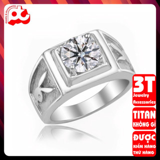 Nhẫn mỹ ký - Nhẫn nam inox cao cấp thời trang titan chạm play boy màu trắng PTNNA233