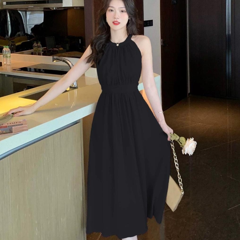 Váy Maxi Cổ Yếm Dáng Dài, Đầm Nữ Chất Lụa Hàn Châu Xòe Nhẹ Bồng Bềnh Ruby's Housee | BigBuy360 - bigbuy360.vn