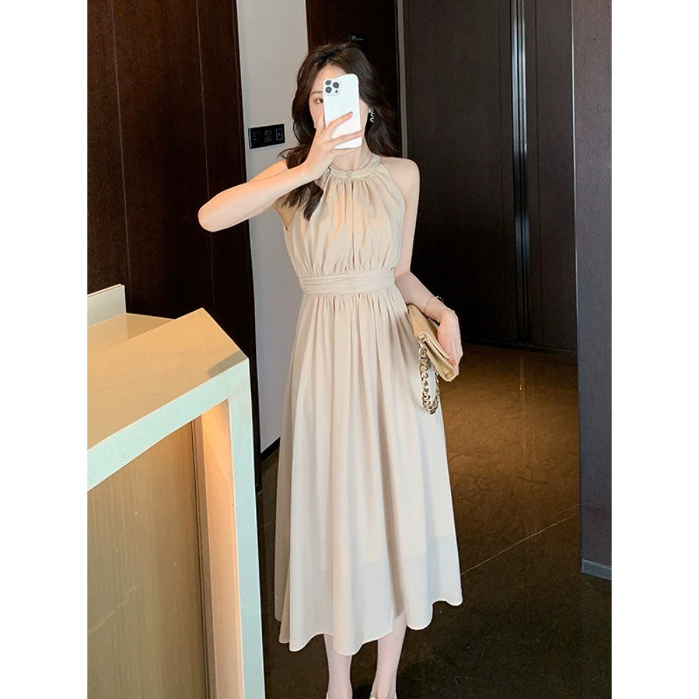 Váy Maxi Cổ Yếm Dáng Dài, Đầm Nữ Chất Lụa Hàn Châu Xòe Nhẹ Bồng Bềnh Ruby's Housee | BigBuy360 - bigbuy360.vn