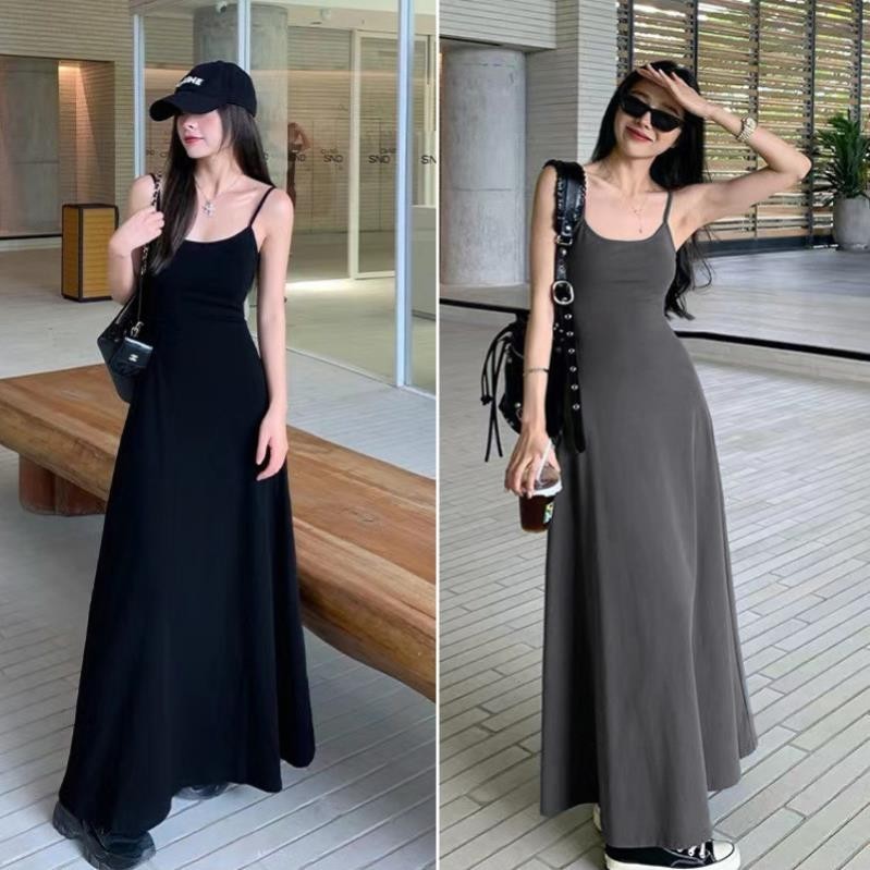 Váy 2 Dây Dáng Dài Ôm Body, Đầm Hai Dây Body Có Nút Điều Chỉnh Ngắn Dài Chất Tăm Lạnh Co Dãn Ruby's Housee