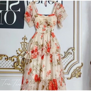 Váy hoa có mút ngực - đầm maxi hoa - Váy maxi