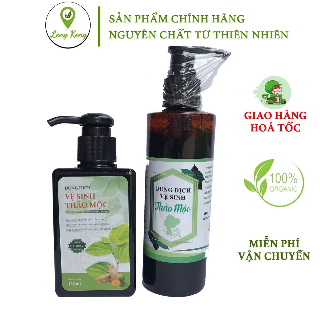 Dung Dịch Vệ Sinh Phụ Nữ Thảo Mộc LengKengFarm Giúp Trắng Hồng Vùng Kín, Đánh Bay Viêm, Lành Tính - chai 200ml