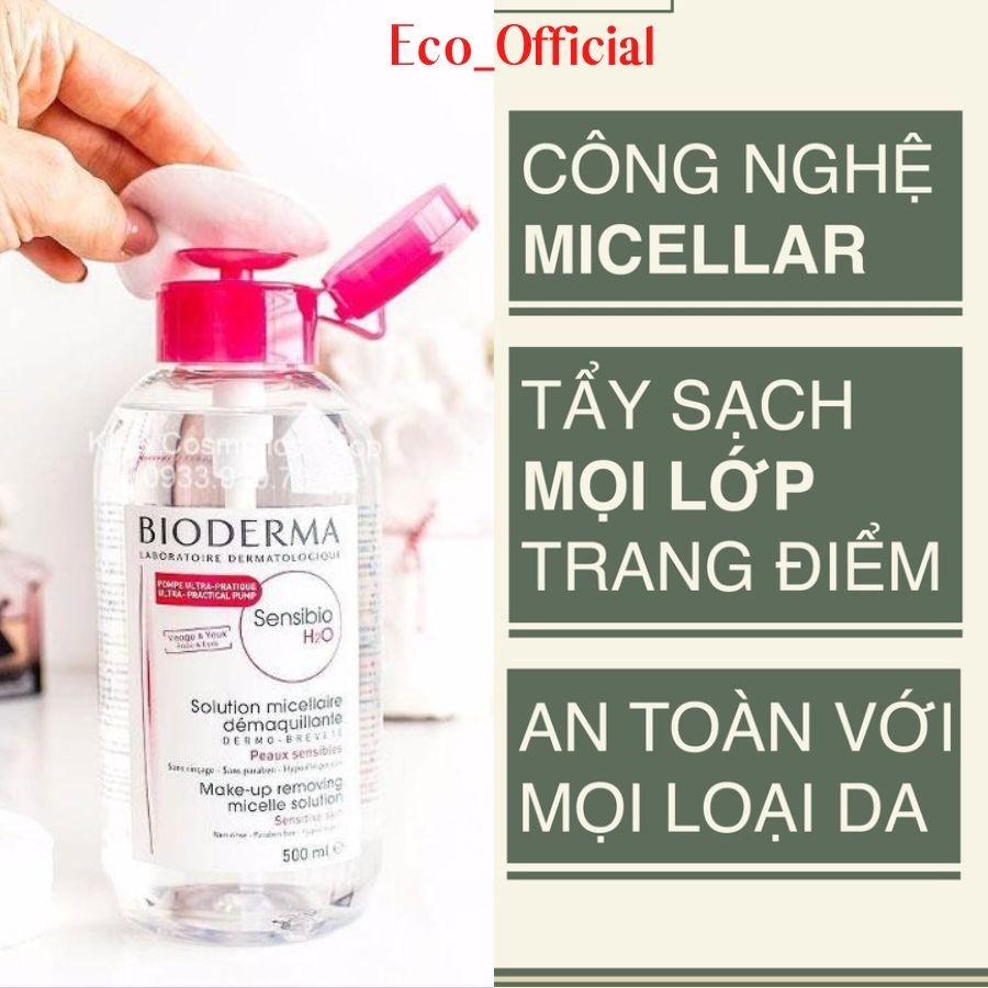 Nước Tẩy trang BIODERMA Pháp Nắp Nhấn 500ml