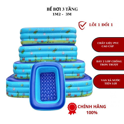 Bể bơi phao cho bé 3 tầng loại 3M, 2M6, 2m1 và 1m8,1M5 ... Bể bơi 3 tầng, đáy 2 lớp, chống trượt, An toàn