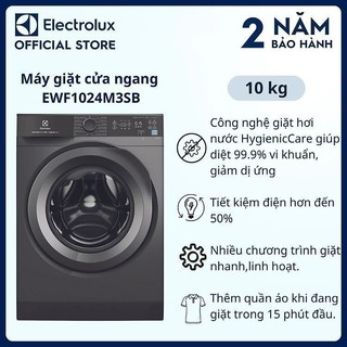 Máy giặt cửa ngang Electrolux 10kg UltimateCare 300 EWF1024M3SB, diệt 99.9% vi khuẩn