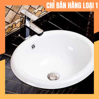 CHẬU LAVABO ÂM BÀN ĐÁ DƯƠNG VÀNH MEN NANO TRẮNG