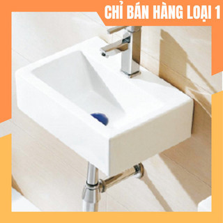 Chậu lavabo treo tường nhỏ gọn tiết kiệm không gian men nano trắng sáng