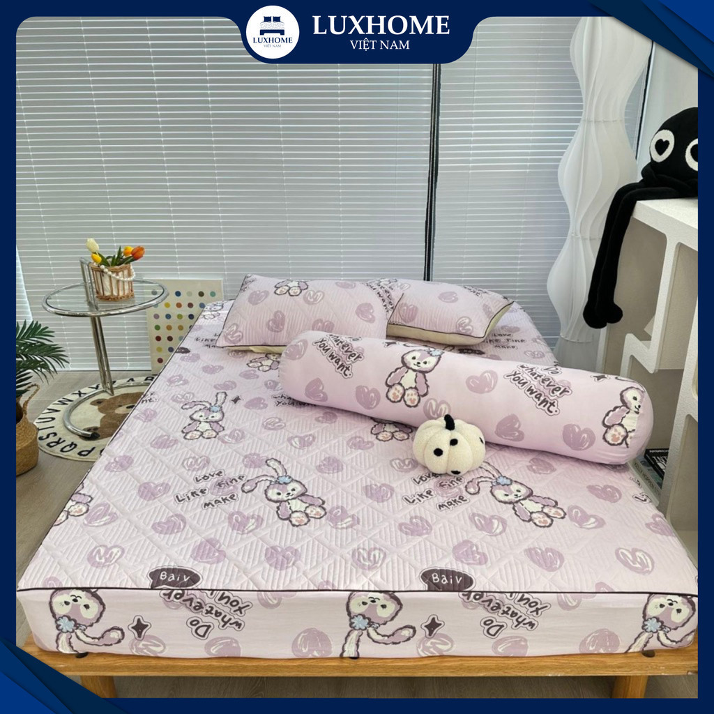 Bộ Drap 4 Món Chất Cotton Luxhome Đũi Hữu Cơ Cao Cấp, Mềm Mát, Thoáng Khí, Kháng Khuẩn Tốt, Hoa Văn Đẹp Mắt