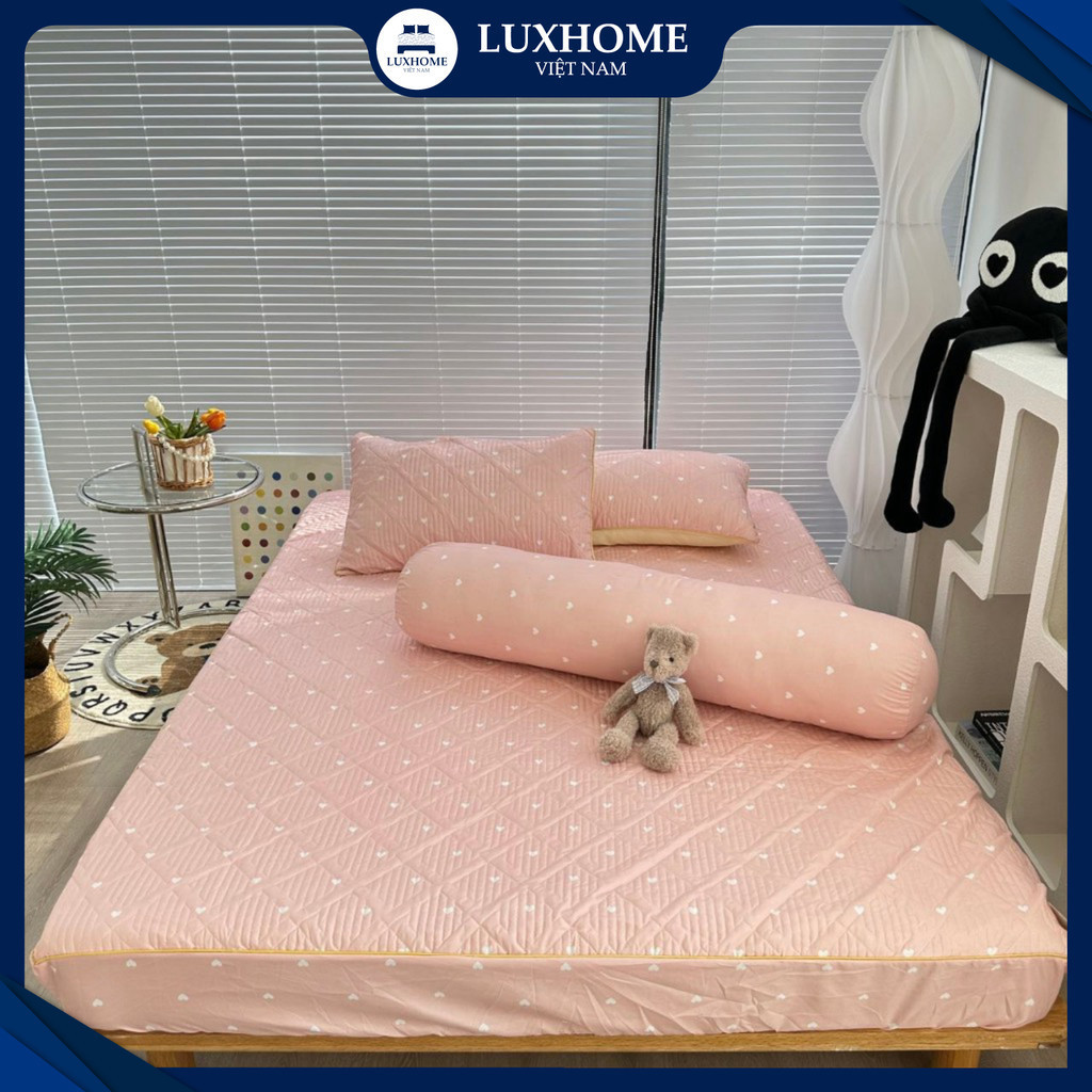 Bộ Drap 4 Món Chất Cotton Luxhome Đũi Hữu Cơ Cao Cấp, Mềm Mát, Thoáng Khí, Kháng Khuẩn Tốt, Hoa Văn Đẹp Mắt