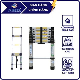 Thang nhôm rút đơn NIKITA - Gọn nhẹ chịu lực tới 150kg - Bảo hành chính hãng 12TH