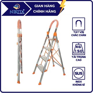 Thang ghế tay vịn gia đình xếp gọn, bậc thang to kèm tay vịn đảm bảo an toàn - Hàng chính hãng NIKITA