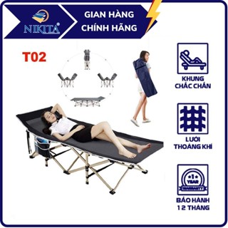 Giường xếp du lịch, vải bạt 3D chống thấm, chống bám bụi, xếp gọn kèm túi du lịch - Hàng chính hãng NIKITA