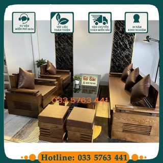 Bộ ghế ngồi phòng khách sofa gỗ kiểu dáng đối kích thước ghế dài 2m3 sồi nga 100%