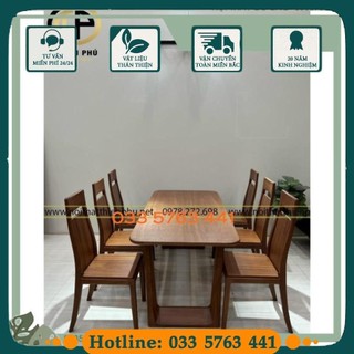 Rẻ nhất shopee - hot bộ bàn ăn gỗ xoan đào 6 ghế mặt bàn chữ nhật chân quỳ siêu sang .