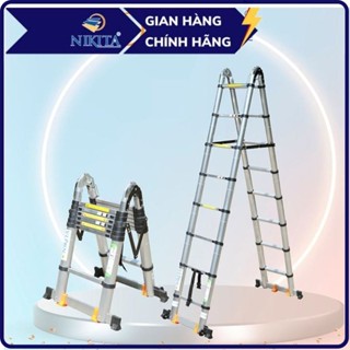 Thang nhôm rút đôi chữ A, có bánh xe di chuyển, nhiều kích thước lựa chọn NIKITA
