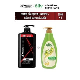 Combo Tắm gội XMen for Boss 2in1 Intense 650g + Dầu gội Oliv chắc khỏe 650g