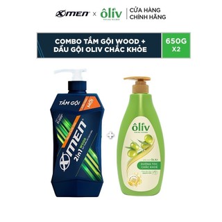 Combo Tắm gội Xmen 2in1 Wood 650g + Dầu gội Oliv chắc khỏe 650g