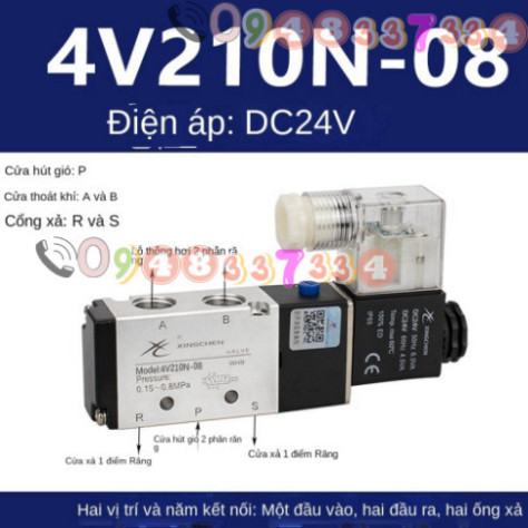 Van Điện Từ 4v110-06/4v210-08/4v310-10/-15-dc24v/AC220 Chính Hãng