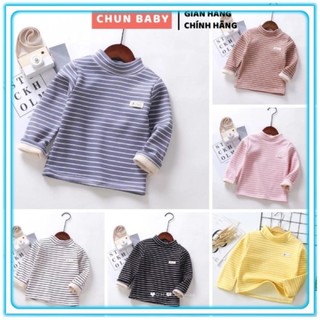 Sale! Áo nỉ bông kẻ dài tay cho bé trai và bé gái - Áo giữ nhiệt cho bé