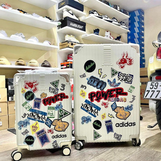 Hỏa tốc Vali Adidas sticker màu trắng sữa size 20,size 28 Cao cấp
