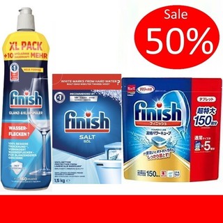 Combo Viên rửa bát finish nhật bản 150 viên + Muối làm mềm nước finish 1.5kg + Nước làm bóng finish 800ml cho máy
