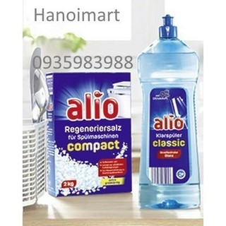 Combo Nước làm bóng Alio 1000ml + Muối rửa ly Alio 2kg nhập khẩu đức