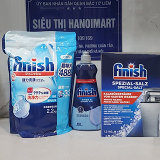 Combo Bột rửa bát Finish 2.5kg + Muối rửa bát Finish 1.5kg + Bóng finish 400ml, combo finish bột chính hãng