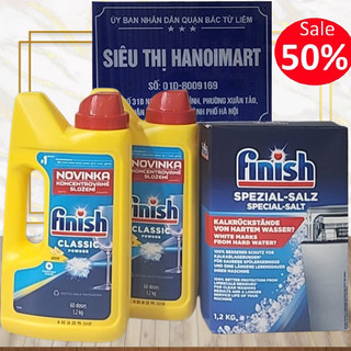 [COMBO TIẾT KIỆM] Bột Finish 2,5kg + Muối Finish 4 kg, Muối rửa bát Finish tác dụng làm mềm nước chống đóng cặn máy