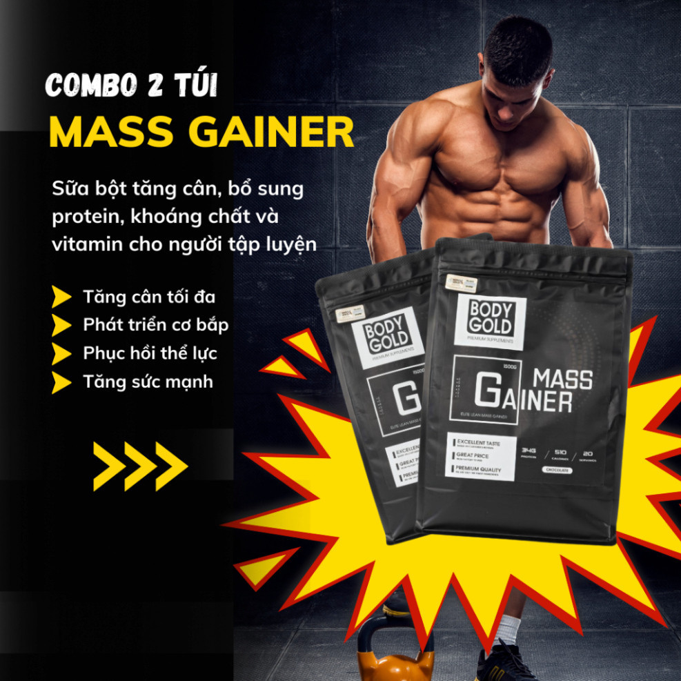 Combo 2 túi  Sữa Tăng Cân Tăng Cơ - Super Mass Gainer Body Gold túi 1.5kg