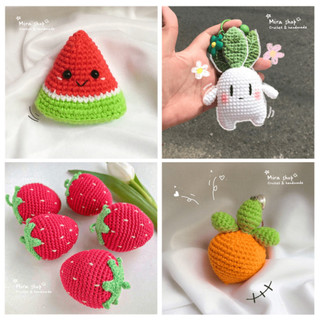 Móc khóa len handmade rau củ quả đáng yêu, móc khóa dễ thương, móc khóa cute, quà tặng thủ công