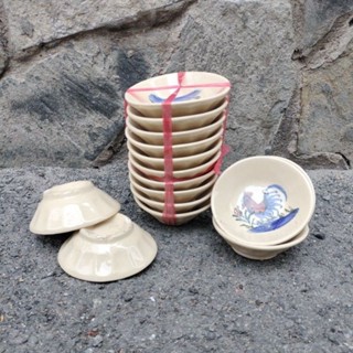  HÀNG MỚI VỀ COMBO 5 CHÉN TÉP VẼ GÀ NHỎ.  chén đá thô sần do làm thủ công 😍 