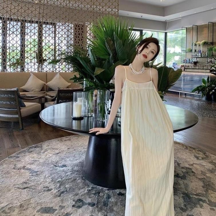 [ HOT ] Váy Maxi 2 Dây Be Khuy Sau Dáng Suông Hàng 2 Lớp, Đầm Maxi Nữ Đi Biển (Váy Có Quai Chỉnh Có Túi Bên) V07 | BigBuy360 - bigbuy360.vn