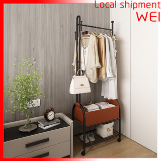 【Local seller】sang trọng Champagne vàng Giá treo quần áo cho phòng ngủ Tầng trong nhà Móc treo quần áo di động Giá đỡ da