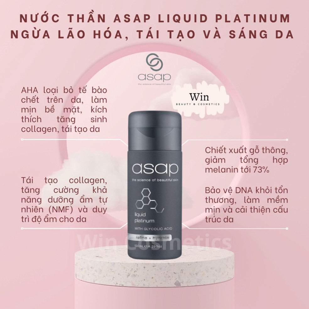 Nước Thần Asap Liquid Platinum Dưỡng Trắng Sáng Da Ngừa Lão Hóa, Tăng Sinh Collagen Tái Tạo Da 130ml