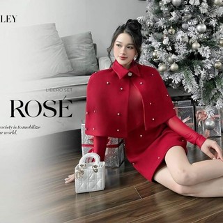 set áo dạ đá chân váy