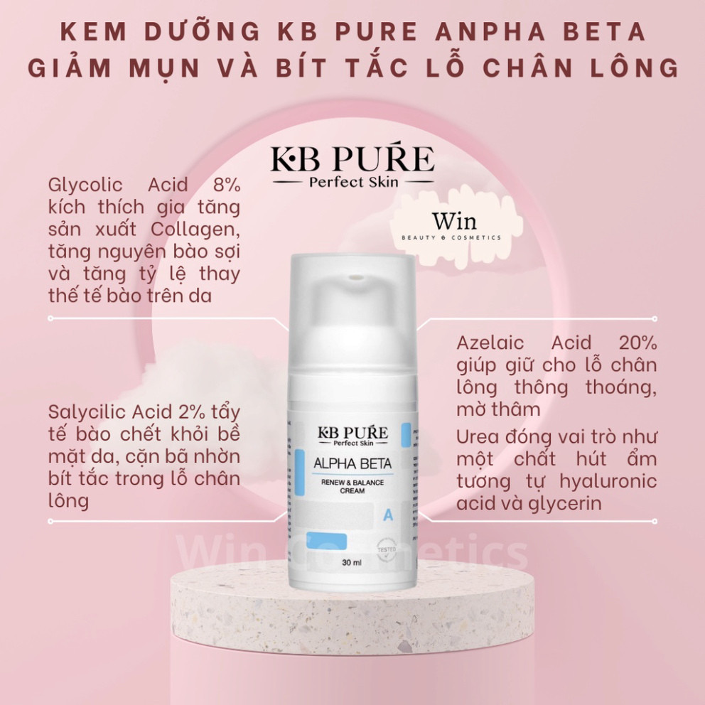 [CHÍNH HÃNG] Kem dưỡng KB Pure Alpha Beta giảm mụn và bít tắc