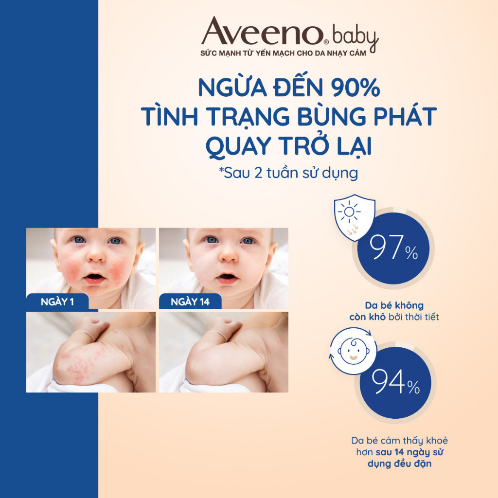 Bộ 2 Kem dưỡng ẩm cho da khô và nhạy cảm Aveeno Baby soothing relief 227g