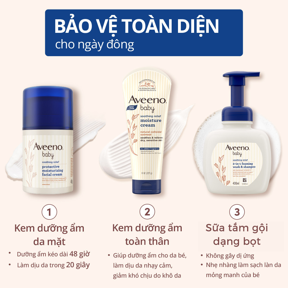 Bộ 2 Kem dưỡng ẩm cho da khô và nhạy cảm Aveeno Baby soothing relief 227g