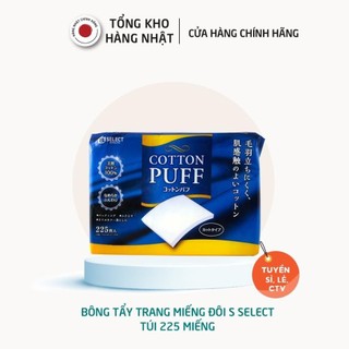 Bông tẩy trang s select 100% cotton nhật bản 225 miếng