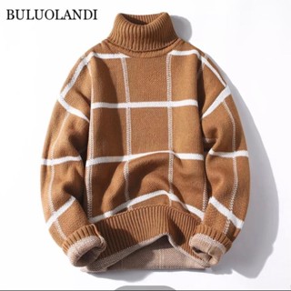 Áo Len Nam Cổ Lọ Áo Sweater Họa Tiết Caro Thiết Kế Hàn Quốc Vải Dày Dặn