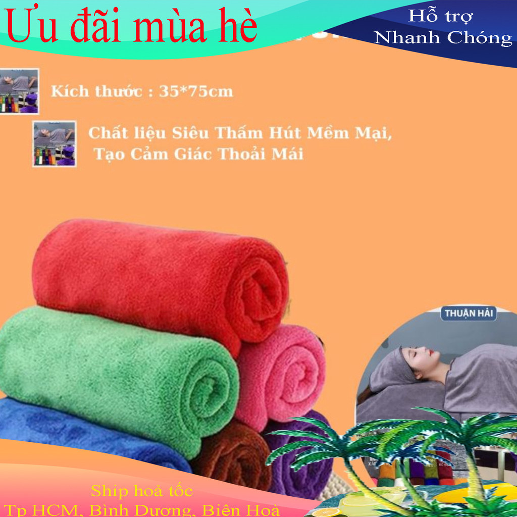 [Kt 35 * 75cm] Khăn Gội Đầu Spa, Khăn mặt spa. Siêu Thấm Hút Nước, Siêu Mềm Mượt, Không Xù Lông , Giặt mau khô.