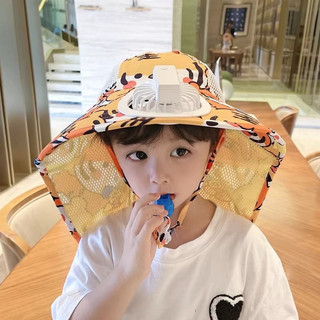 Mũ quạt trẻ em Mũ chống nắng khăn choàng cho bé trai và bé gái Mũ chống nắng lưới vành lớn thoáng khí mặt trời đi biển