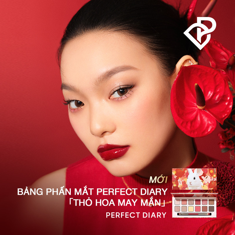 Bảng phấn mắt PERFECT DIARY 12 màu sắc hiệu ứng ánh nhũ lấp lánh kèm cọ trang điểm 14g | BigBuy360 - bigbuy360.vn