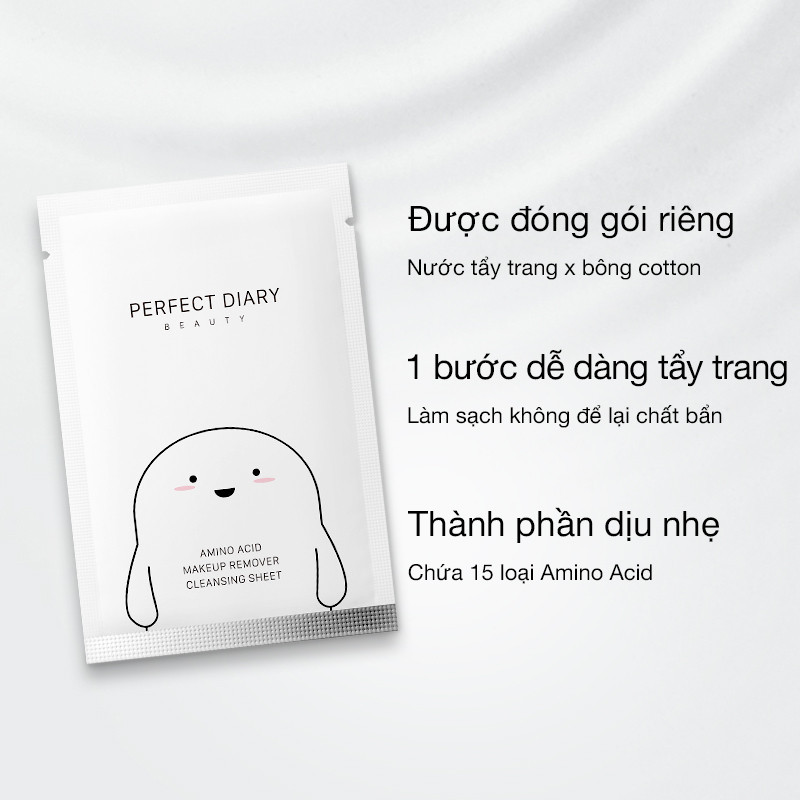 [GIFT] Túi 1 khăn giấy tẩy trang PERFECT DIARY amino acid làm sạch lớp trang điểm an toàn cho làn da